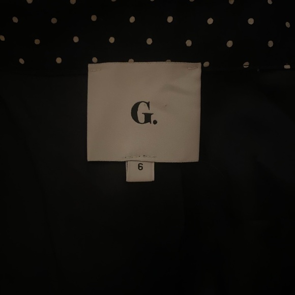 G. label by GOOP denise mini shirt dress navy blue white polka dot 6 ruffle hem - Picture 5 of 6